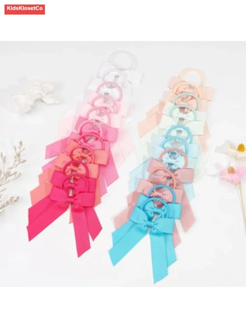 40 Pack Ponytail Hair Bows with Scrunchie - Classic Bow Pattern - Lightweight